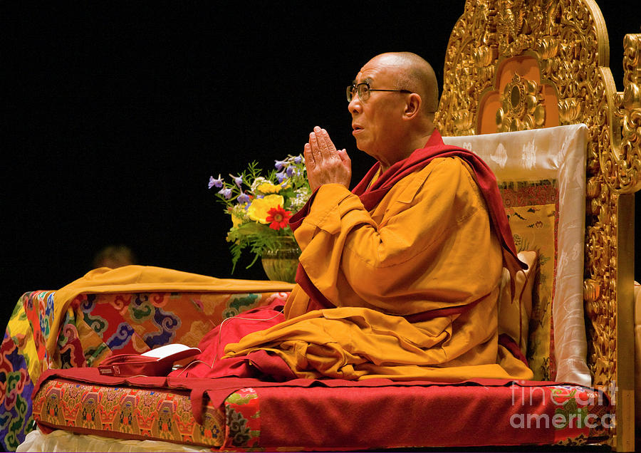 The Dalai Lama leads prayers at a teaching Photograph by Craig Lovell