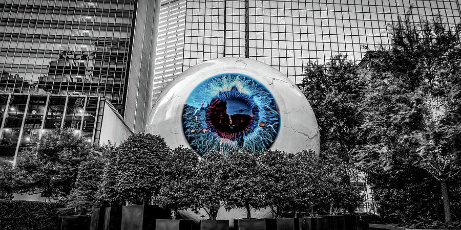 The Dallas Eye In Selective Blue Color Panorama Photograph by Gregory Ballos