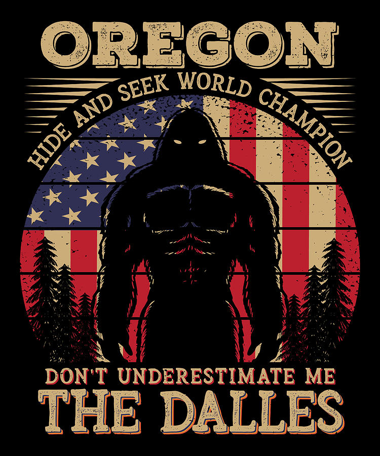 The Dalles Oregon Bigfoot 4th of July Patriotic USA Flag Sasquatch