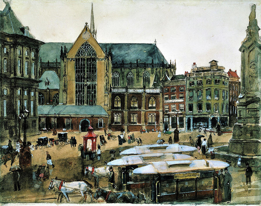 The Dam in Amsterdam - Digital Remastered Edition Painting by George Hendrik Breitner