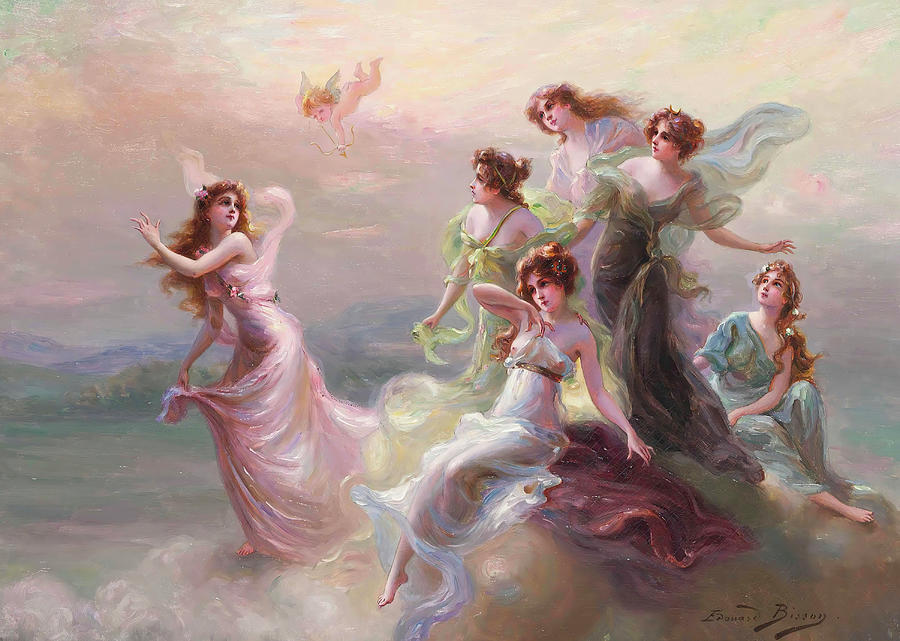 The Dance Of The Nymphs And Cupid Painting By Edouard Bisson Pixels