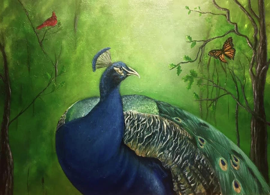 Peacock Painting - The Dance by Susan L Sistrunk