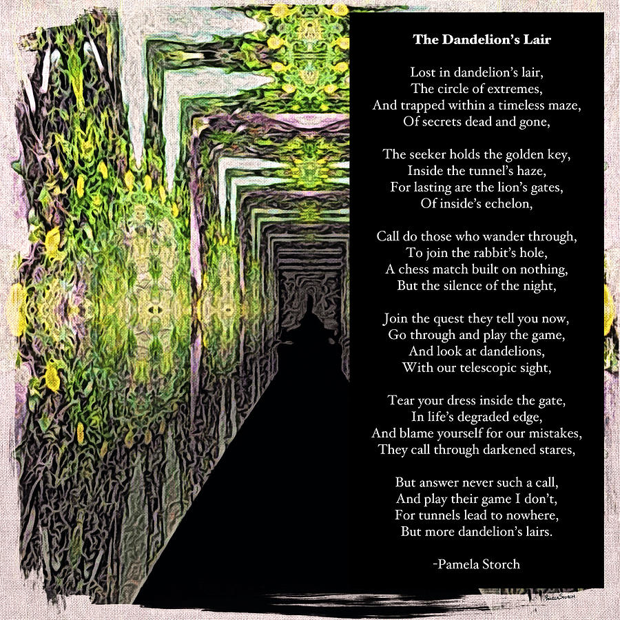 Poem Digital Art - The Dandelions Lair Poem by Pamela Storch