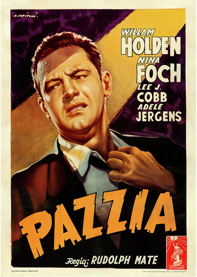 William Holden Mixed Media - The Dark Past, 1948 - art by Alfredo Capitani by Movie World Posters