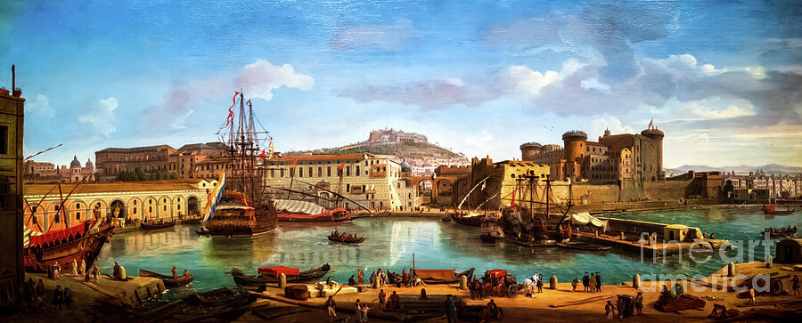 The Darsena, Naples by Gaspar van Wittel 1718 Painting by Gaspar van Wittel