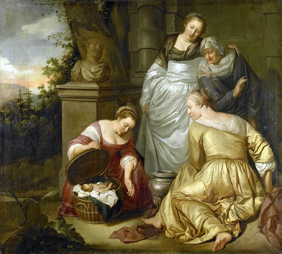 The daughters of Cecrops find Erichthonius Painting by Hendrik Heerschop