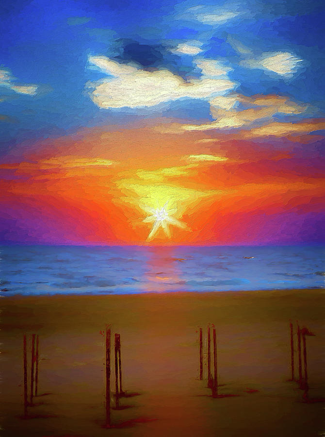 The Dawn of a New Day on OBX ap Painting by Dan Carmichael