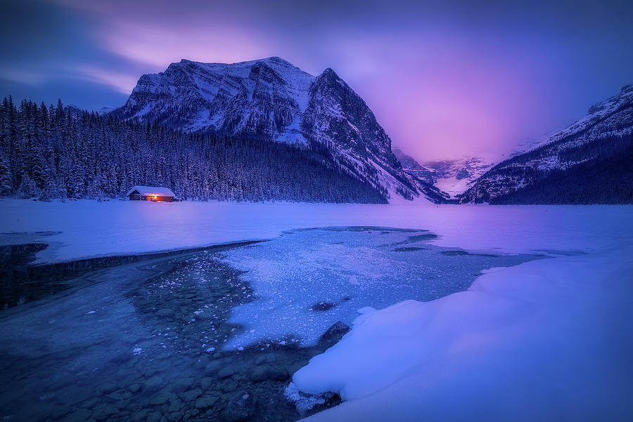 The Dawn of Lake Louise in Winter Photograph by Celia Zhen