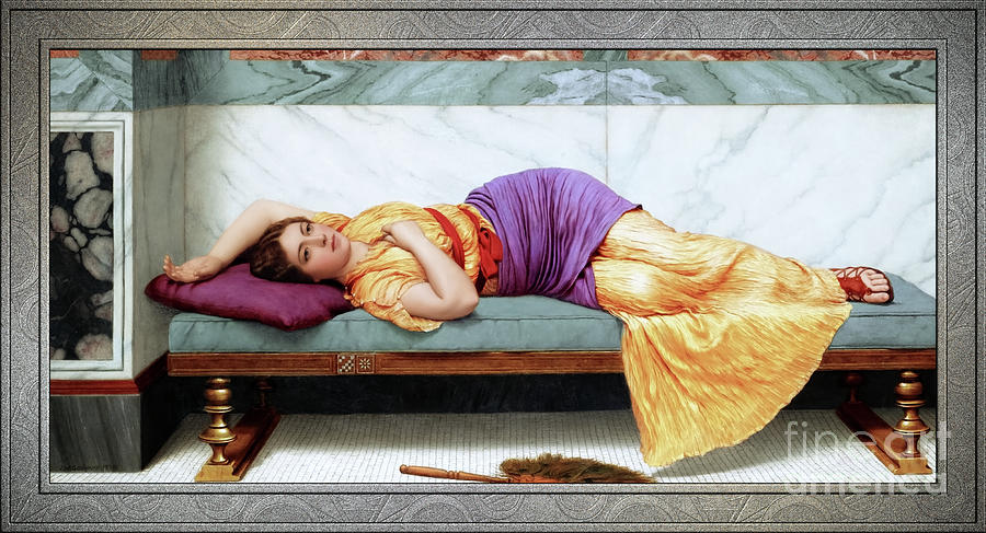 The Day Dream by John William Godward Remastered Xzendor7 Fine Art Classical Reproductions Painting by Rolando Burbon