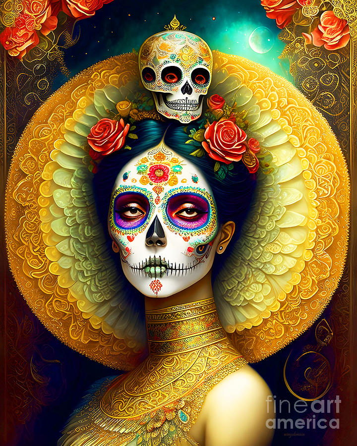 The Day of the Dead Sugar Skull Queen 20230214e2 Mixed Media by ...