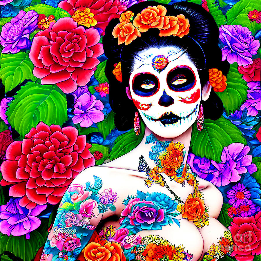 Tattoo Art Print | Serenity by Carissa Rose | Lowbrow Tattoo Sugar Skull  Girl | eBay