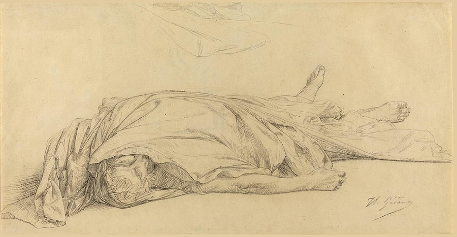 The Dead Caesar Drawing by Jean-Leon Gerome