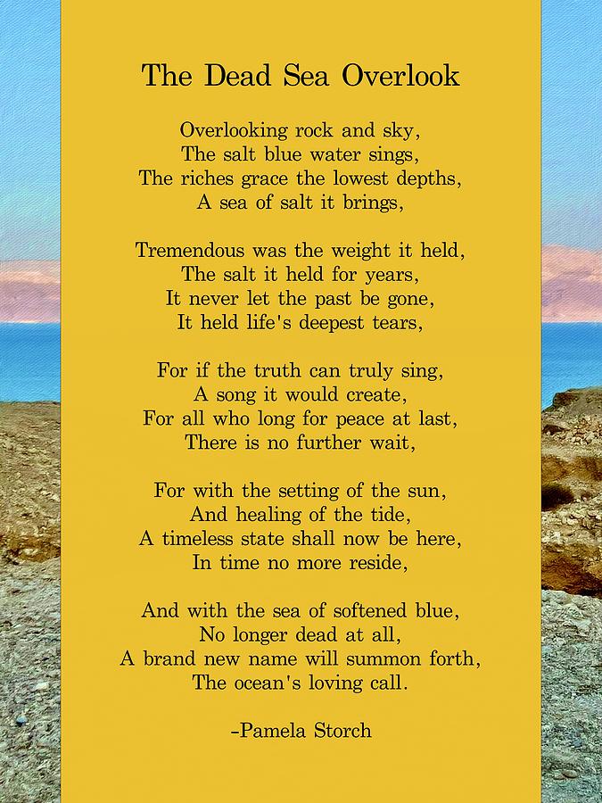 Dead Sea Digital Art - The Dead Sea Overlook Poem by Pamela Storch