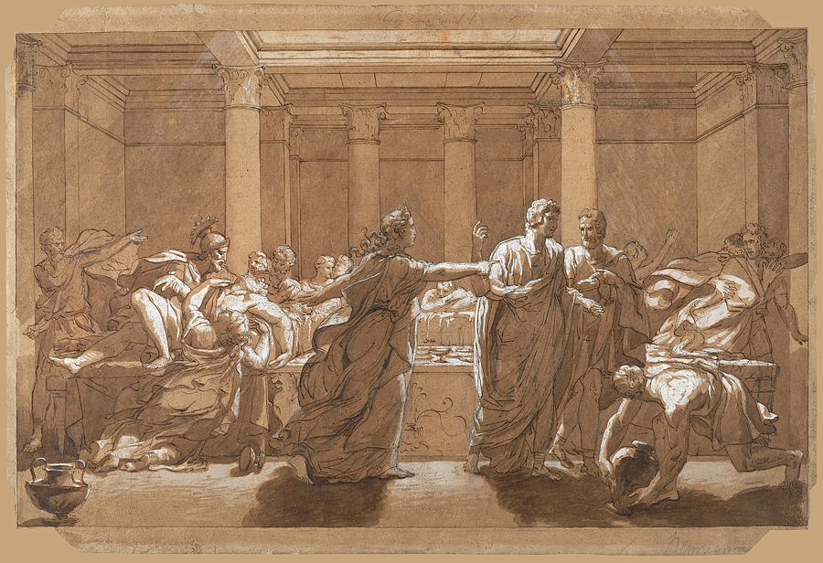 The Death of Britannicus Drawing by Abel de Pujol
