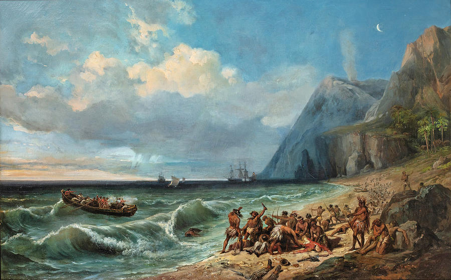 The Death of Captain Cook Painting by Jean-Charles-Joseph Remond