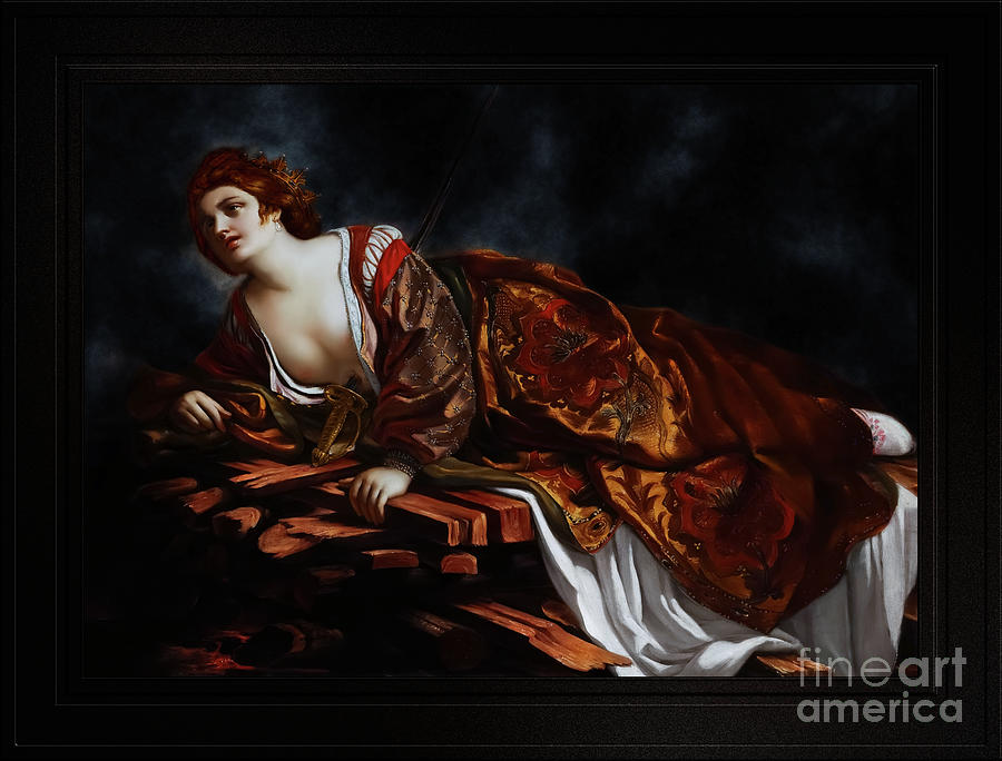 The Death Of Dido by Follower of Giovanni Francesco Barbieri Remastered Xzendor7 Classical Fine Art  Painting by Xzendor7