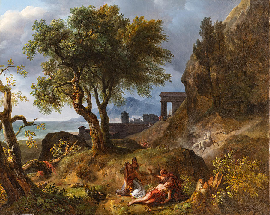 The Death of Hippolytus Painting by Jean-Charles-Joseph Remond