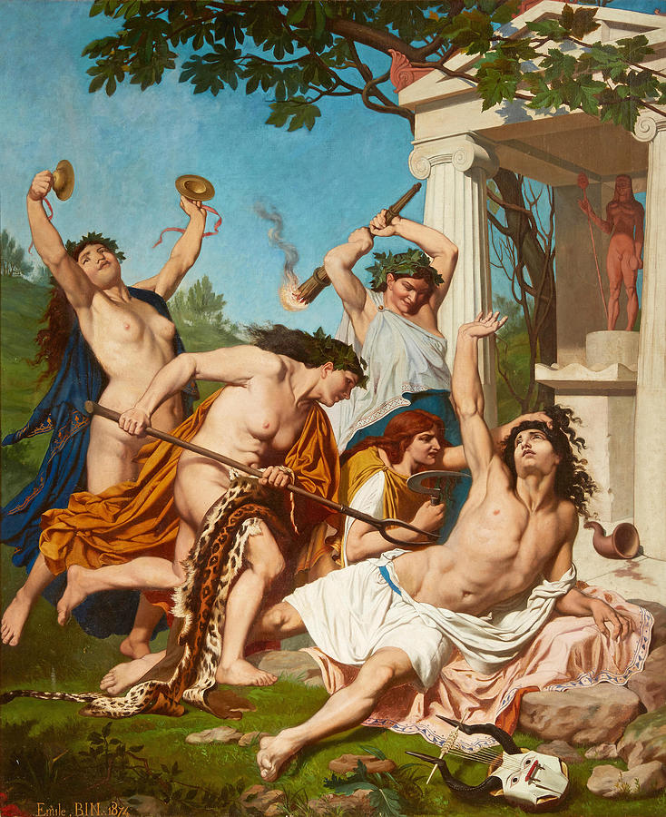 The death of Orpheus Painting by Emile Bin