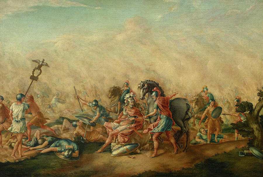 John Trumbull Painting - The Death of Paulus Aemilius at the Battle of Cannae by John Trumbull