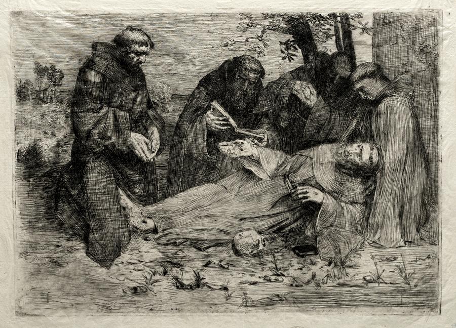 Summer Painting - The Death of St. Francis Date unknown Alphonse Legros  by MotionAge Designs