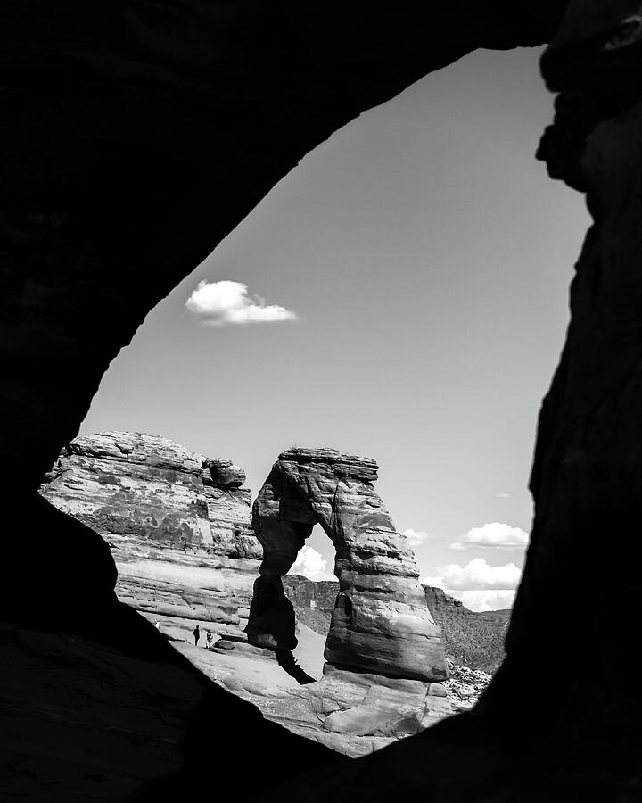 The Delicate Arch Framed By Nature - Black and White Photograph by Gregory Ballos