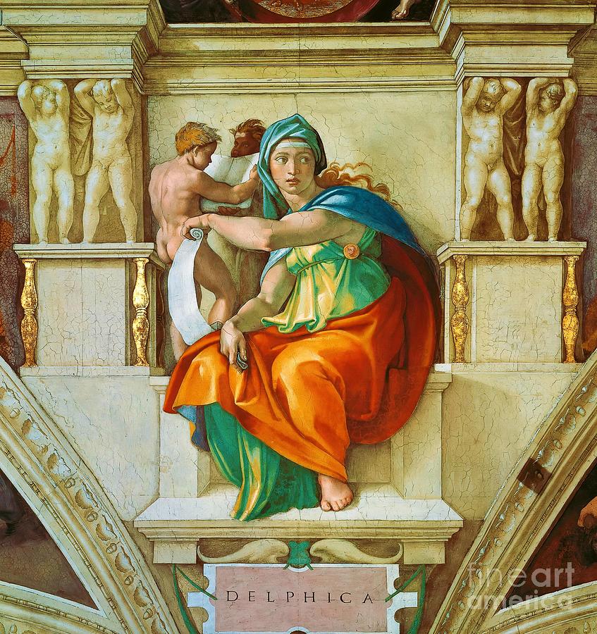 The Delphic Sibyl Painting by Michelangelo Buonarroti