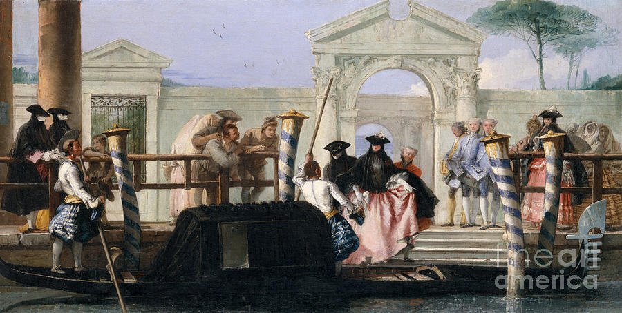 Vintage Painting - The Departure of the Gondola  by Tiepolo
