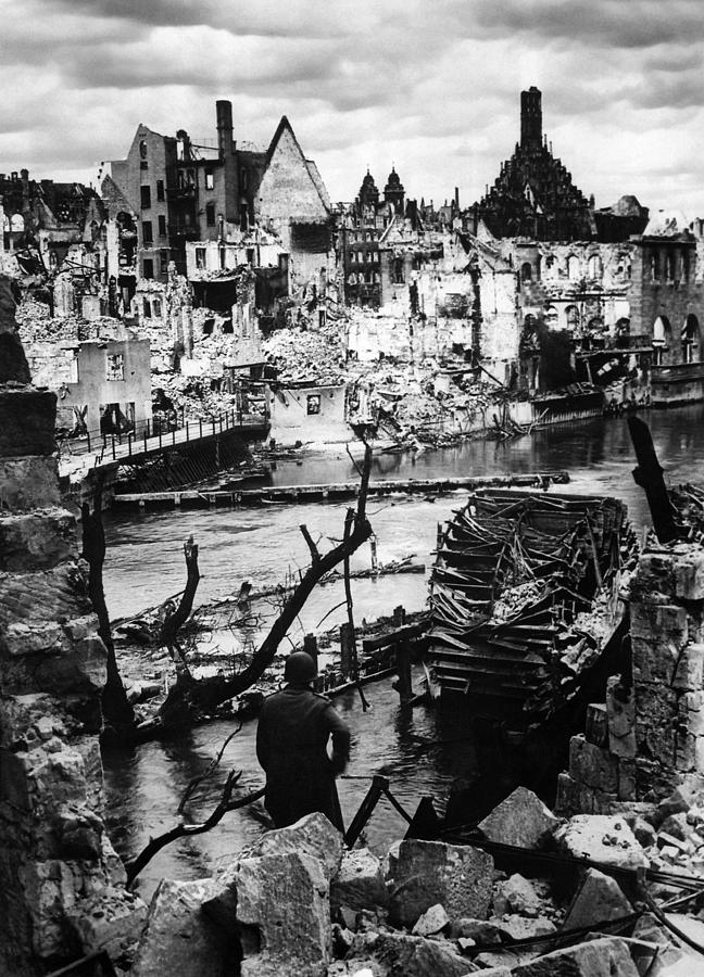 The Destruction Of Nuremberg After Allied Bombings - WW2 - 1945 Photograph by War Is Hell Store