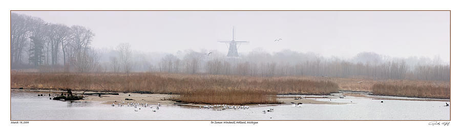 The DeZwaan Dutch Windmill in an Eary Morning Fog Photograph by Randall Nyhof