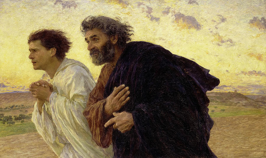 Easter Painting - The Disciples Peter and John running to the Tomb on the Morning of the Resurrection by Eugene Burnand