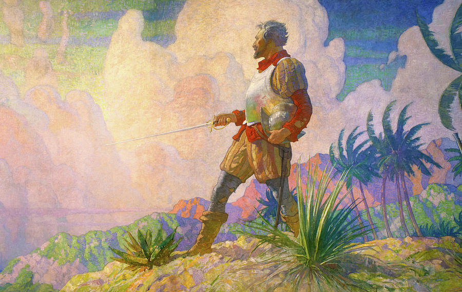 Knight Painting - The Discoverer by Newell Convers Wyeth