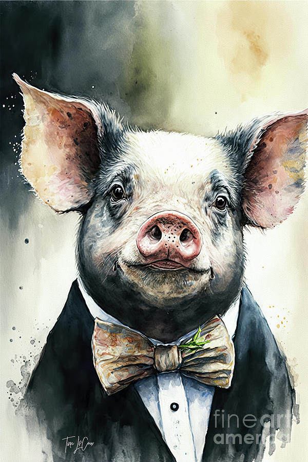 Farm Animals Painting - The Distinguished Butler by Tina LeCour