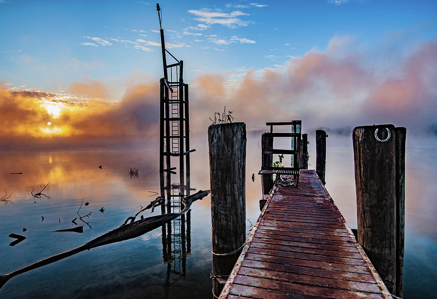The Dock On A Misty Morning Photograph by Steven Ainsworth