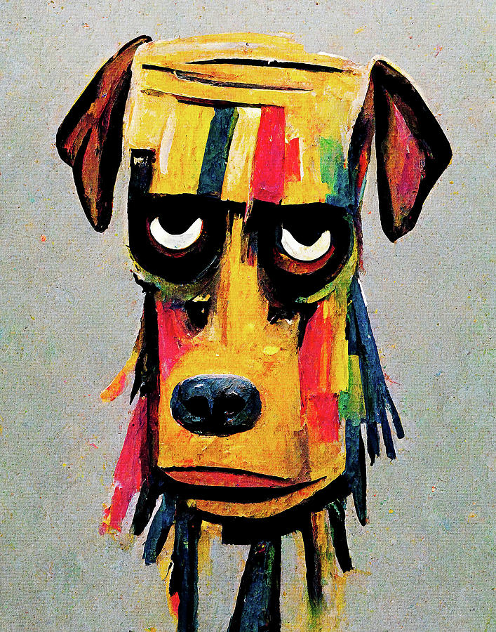 Dog Painting - The Dog - Composition 6 by Naricci Basquiano
