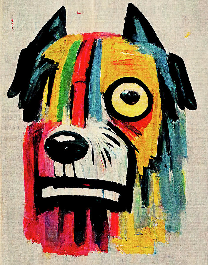 Dog Painting - The Dog - Composition 7 by Naricci Basquiano