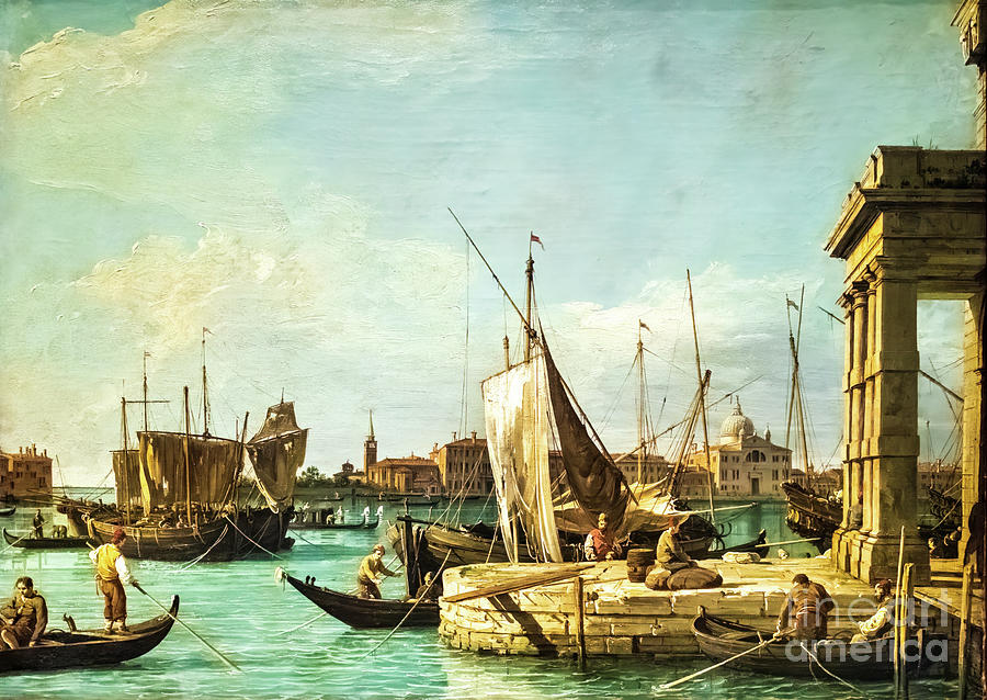 The Dogana in Venice by Canaletto 1732 Painting by Canaletto
