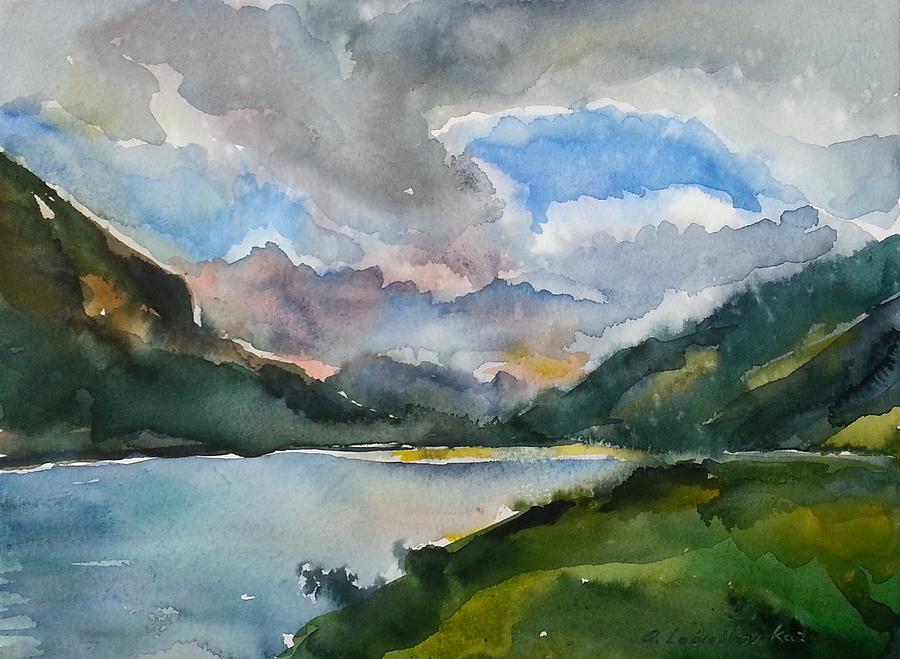 The Dolomites Rain Painting by Anna Lobovikov-Katz
