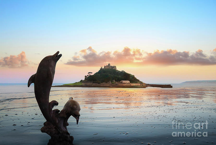 The Dolphins And St Michaels Mount Photograph