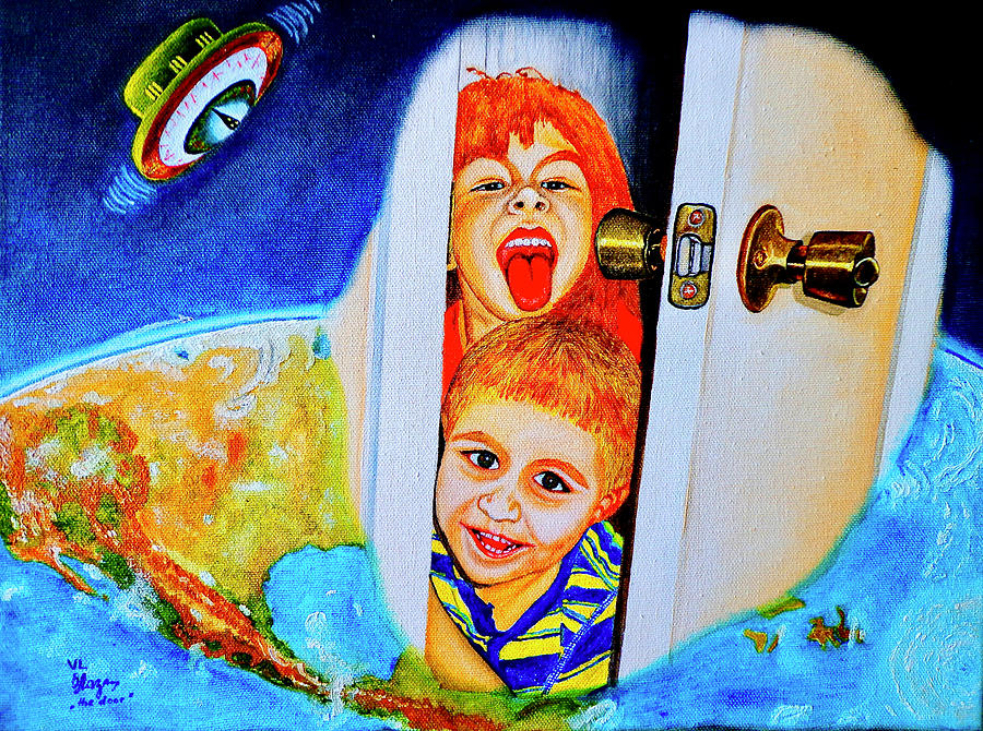 The door Painting by Viktor Lazarev