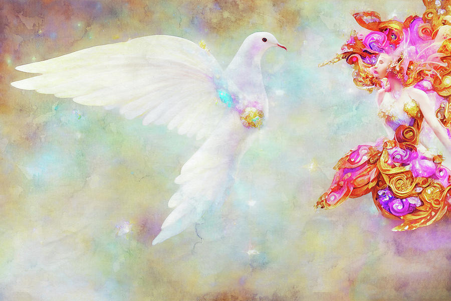 The Dove and the Fairy Digital Art by Peggy Collins