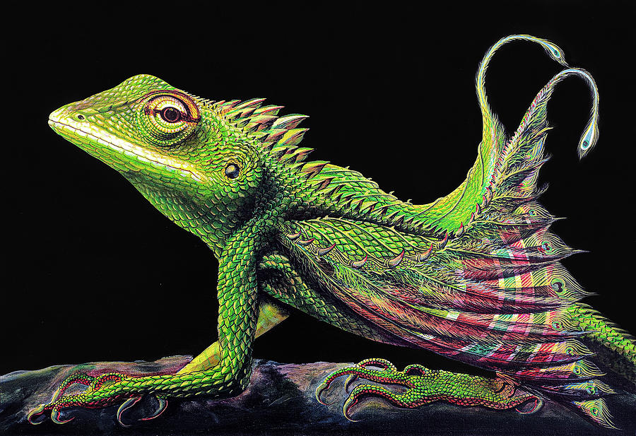 The Dragon Chameleon Fantasy Painting Painting by Asp Arts