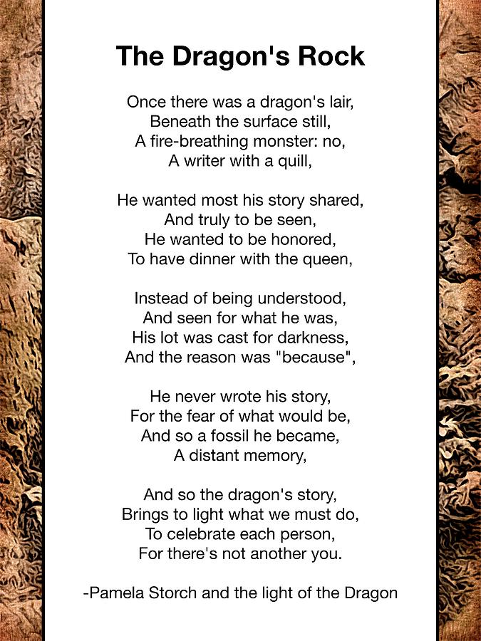 Dragon Digital Art - The Dragons Rock Poem by Pamela Storch