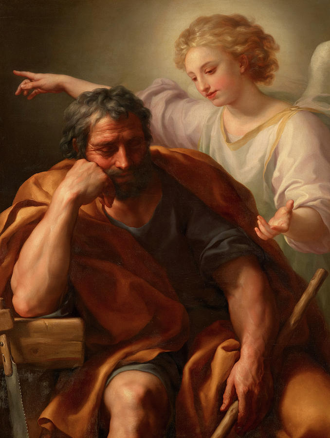 Madonna Painting - The Dream of Saint Joseph, 1773-1774 by Anton Raphael Mengs Madonna Painting - The Dream of Saint Joseph, 1773-1774 by Anton Raphael Mengs