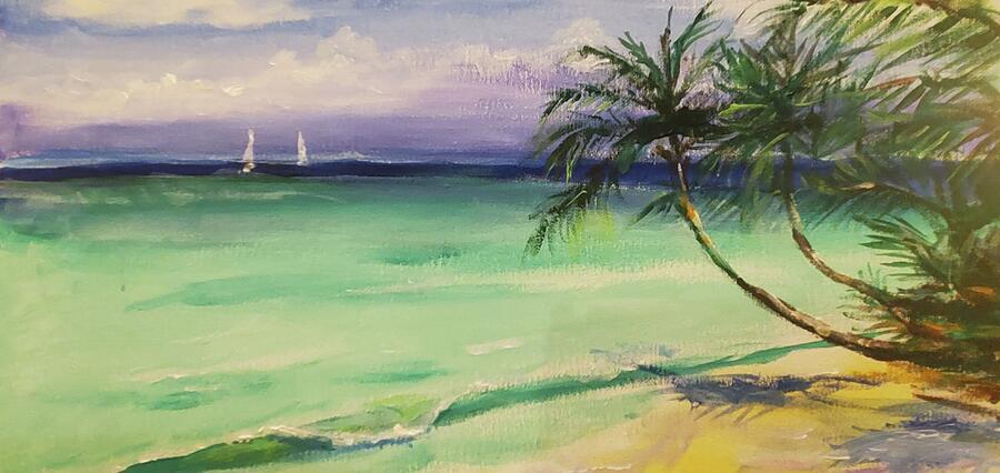 Beach Painting - The Dream of the Beautiful Island  by Alla Savinkov