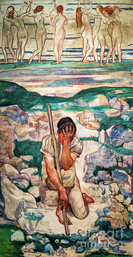 The Dream of the Shepard by Ferdinand Hodler 1896 Painting by Ferdinand Hodler