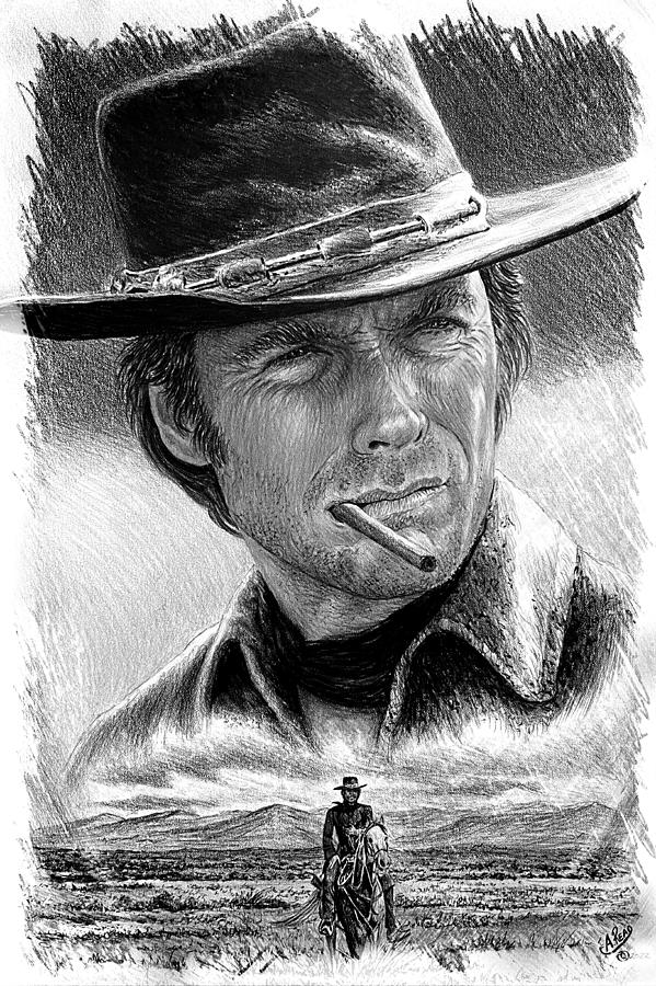 Clint Eastwood Drawing - The Drifter sketch effect by Andrew Read