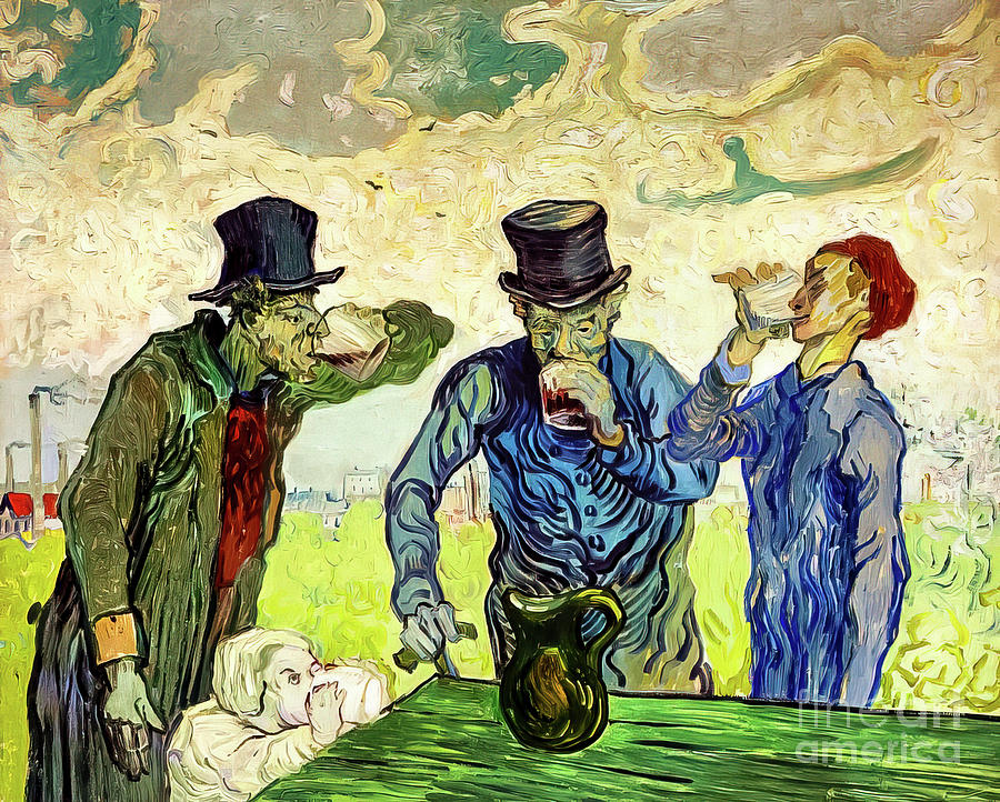 The Drinkers by Vincent Van Gogh 1890 Painting by Vincent Van Gogh