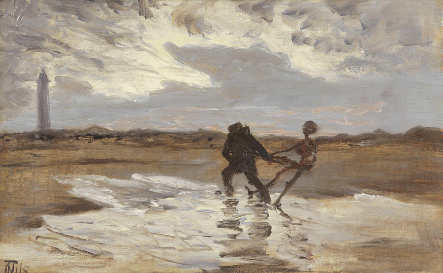 Niss Painting - The drowned man s ghost tries to claim a new victim for the sea  by Thorvald Niss