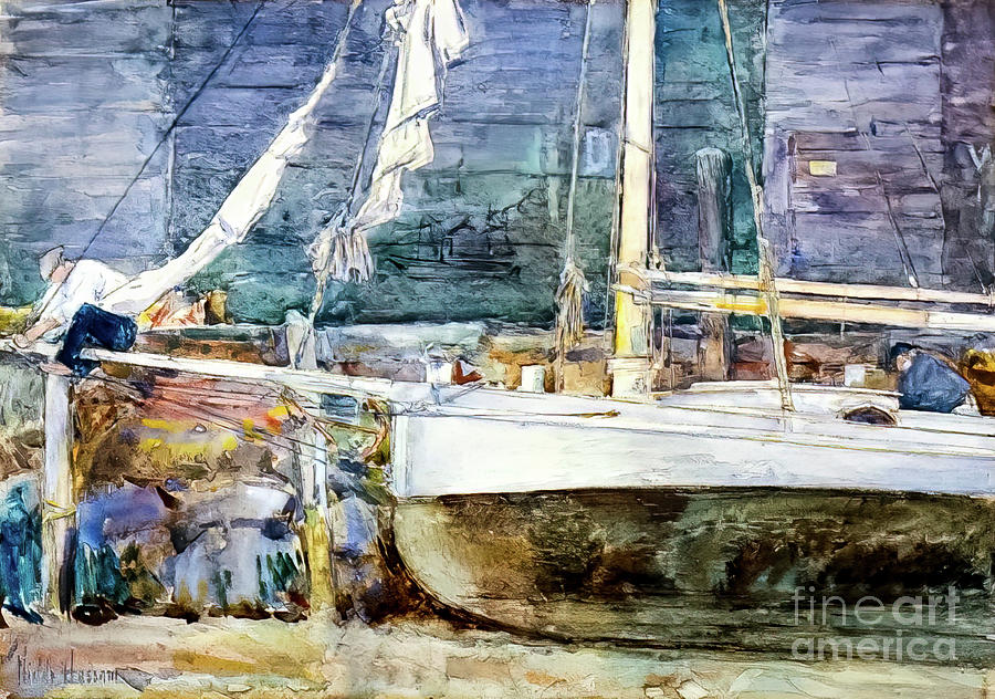 The Drydock, Gloucester by Childe Hassam 1895 Painting by Childe Hassam