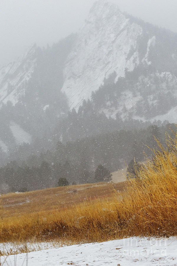 The Dusted Snow Flatirons Boulder Colorado Photograph by Abigail Diane Photography